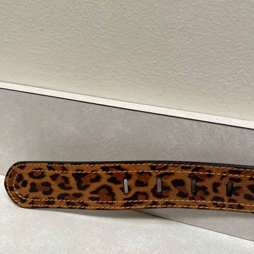 Fendi Wide Leopard Print Leather Belt Size 80/32 - Picture 8 of 13